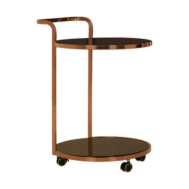 2 Tier Rose Gold Finish Drinks Trolley | Ackley