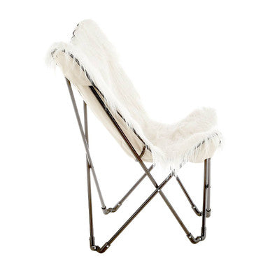White Faux Fur Butterfly Chair | Sienna