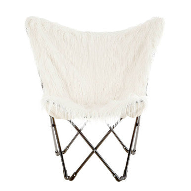 White Faux Fur Butterfly Chair | Sienna
