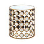 Gold Distressed Metal Mirror Side Table with Circular Mirrored Top | Zariah