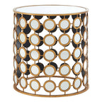 Gold Distressed Metal Mirror Side Table with Circular Mirrored Top | Zariah