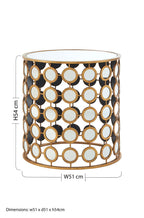 Gold Distressed Metal Mirror Side Table with Circular Mirrored Top | Zariah