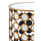 Gold Distressed Metal Mirror Side Table with Circular Mirrored Top | Zariah