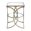 Tempered Glass Tops and 1 Lower Shelf Side Table with Silver Interlinked Geometric Metal Frame | Zariah