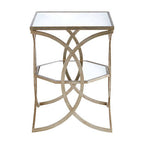 Tempered Glass Tops and 1 Lower Shelf Side Table with Silver Interlinked Geometric Metal Frame | Zariah
