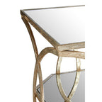 Tempered Glass Tops and 1 Lower Shelf Side Table with Silver Interlinked Geometric Metal Frame | Zariah
