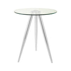 Silver Round Glass Top Bar Table with Chrome Legs | Barton