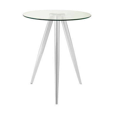 Silver Round Glass Top Bar Table with Chrome Legs | Barton