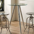 Silver Round Glass Top Bar Table with Chrome Legs | Barton