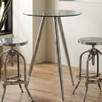 Silver Round Glass Top Bar Table with Chrome Legs | Barton