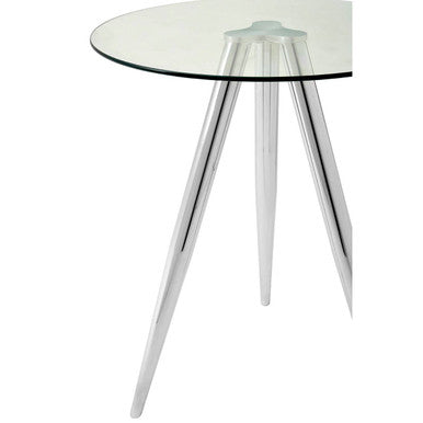 Silver Round Glass Top Bar Table with Chrome Legs | Barton