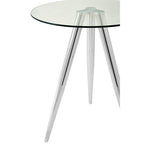 Silver Round Glass Top Bar Table with Chrome Legs | Barton