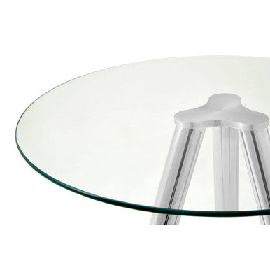 Silver Round Glass Top Bar Table with Chrome Legs | Barton