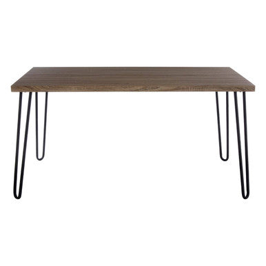 Natural Nordic Wood Effect Veneer Top Dining Table with Black Metal Hairpin Legs | Borough