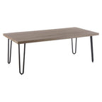 Natural Wood Effect Veneer Coffee Table with Black Metal Hairpin Legs | Borough
