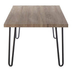 Natural Wood Effect Veneer Coffee Table with Black Metal Hairpin Legs | Borough