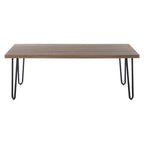 Natural Wood Effect Veneer Coffee Table with Black Metal Hairpin Legs | Borough
