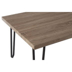 Natural Wood Effect Veneer Coffee Table with Black Metal Hairpin Legs | Borough