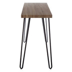 Natural Veneer Wooden Top Console Table with Hairpin Metal Legs | Borough