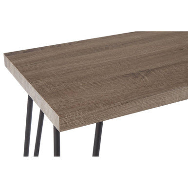 Natural Veneer Wooden Top Console Table with Hairpin Metal Legs | Borough