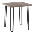 Natural Wooden Top Side Table with Hairpin Metal Legs | Borough