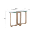 Clear Tempered Glass Top Console Table with Natural Wood Effect Legs | Barton