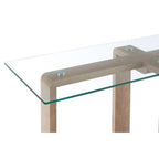 Clear Tempered Glass Top Console Table with Natural Wood Effect Legs | Barton
