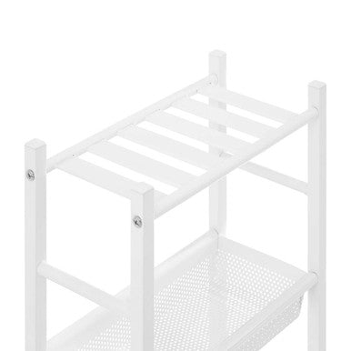 4 Tier White Trolley with Basket | Dara