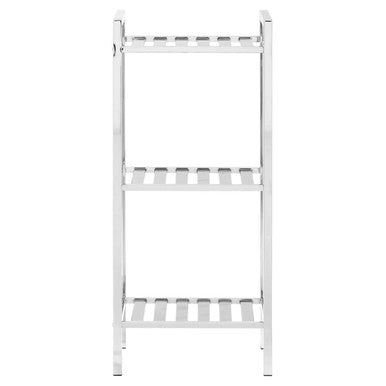 3 Tier Chrome Shelf Unit with Slatted Sides | Dara
