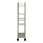 4 Tier Silver Metal Trolley with Basket | Dara