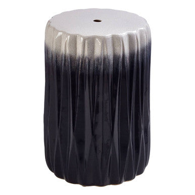 Ombre Blue and White Ceramic Side Table and Stool with Fluted Texture | Azul