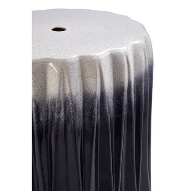 Ombre Blue and White Ceramic Side Table and Stool with Fluted Texture | Azul
