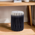 Ombre Blue and White Ceramic Side Table and Stool with Fluted Texture | Azul