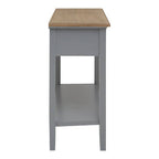 Natural Wooden Top and Grey Wooden Frame Console Table with 2 Drawers and Metal Ring Handles | Henley