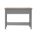 Natural Wooden Top and Grey Wooden Frame Console Table with 2 Drawers and Metal Ring Handles | Henley