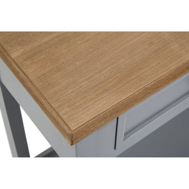 Natural Wooden Top and Grey Wooden Frame Console Table with 2 Drawers and Metal Ring Handles | Henley
