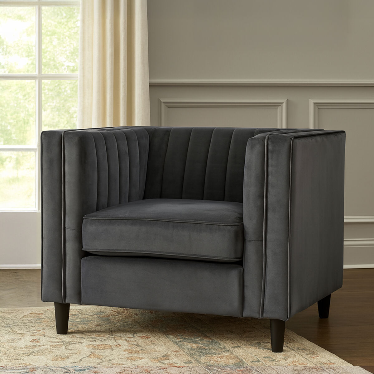 Grey Velvet Chair | Farah