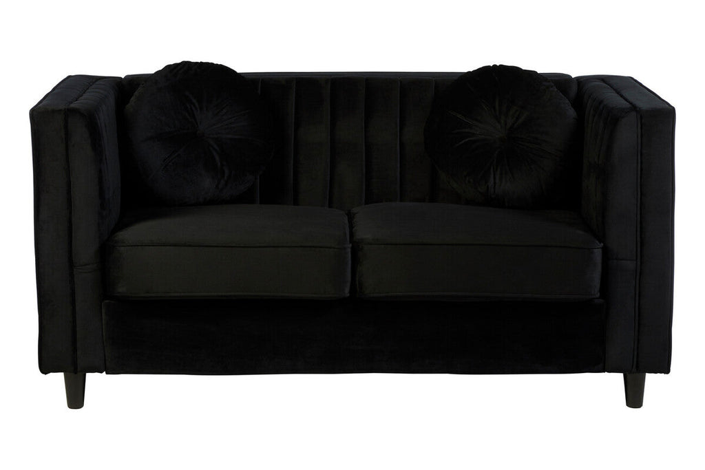 2 Seater Black Velvet Sofa | Farah