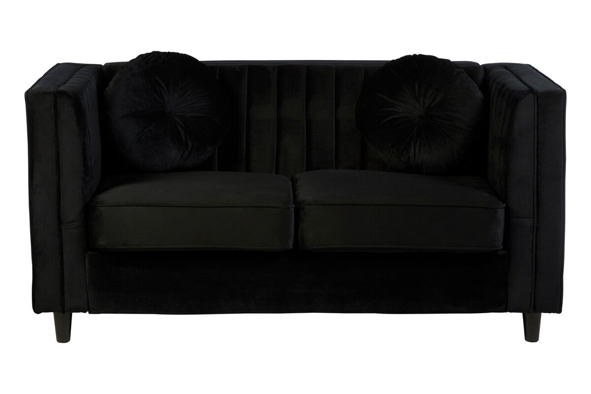 2 Seater Black Velvet Sofa | Farah