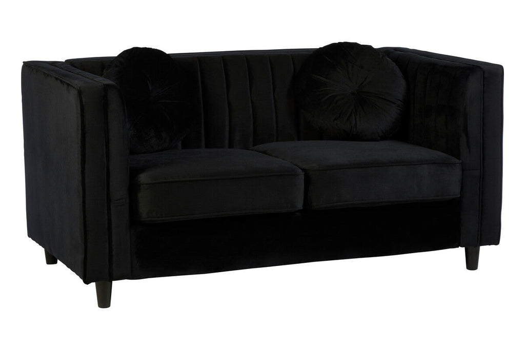 2 Seater Black Velvet Sofa | Farah