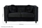 2 Seater Black Velvet Sofa | Farah