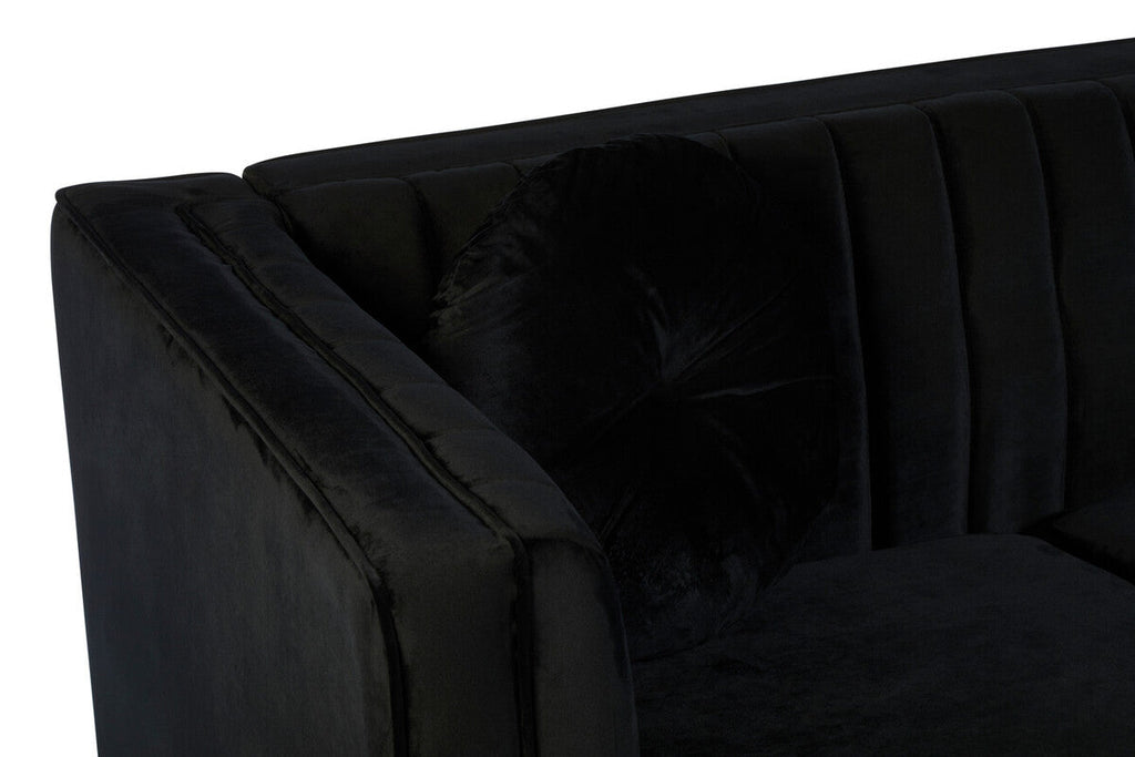 2 Seater Black Velvet Sofa | Farah