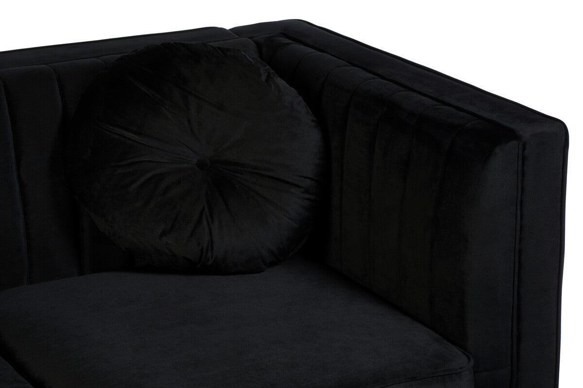 2 Seater Black Velvet Sofa | Farah