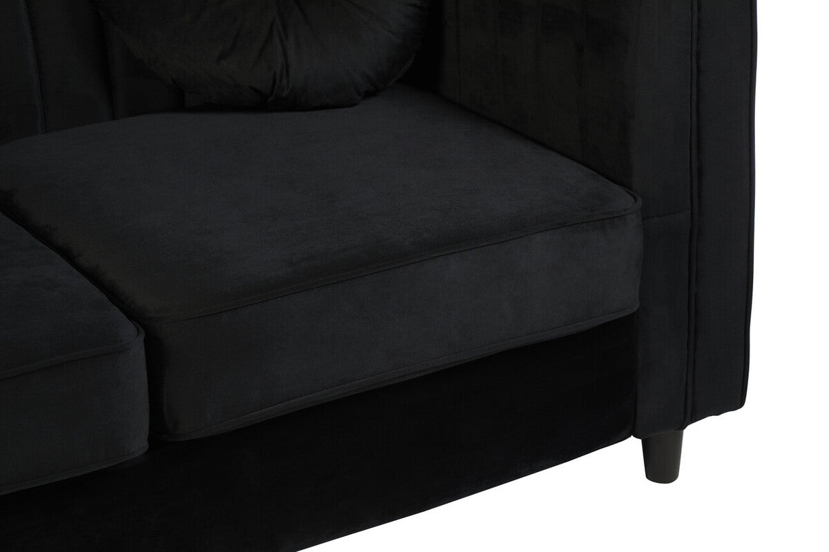 2 Seater Black Velvet Sofa | Farah