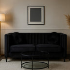 2 Seater Black Velvet Sofa | Farah