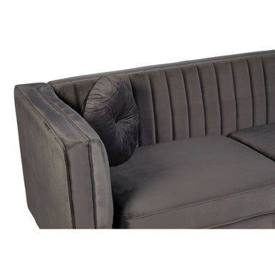 3 Seater Grey Velvet Sofa | Farah