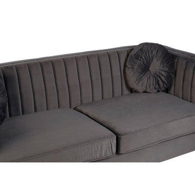 3 Seater Grey Velvet Sofa | Farah