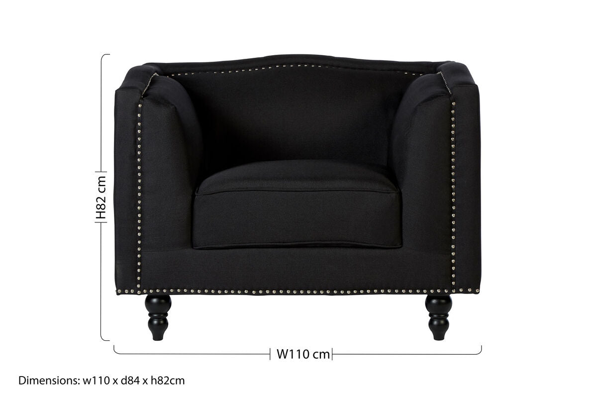 Black Fabric Chair with Stud Detail | Feya