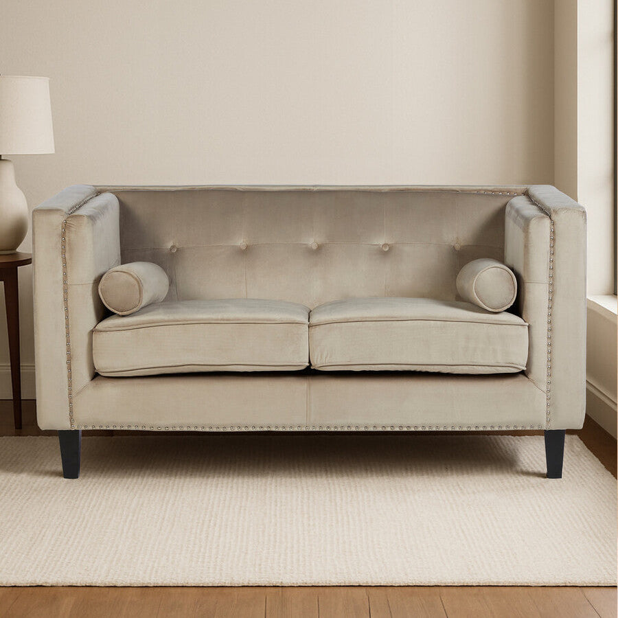 2 Seater Mink Velvet Sofa, Felisa