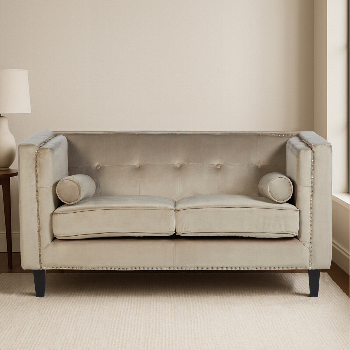 2 Seater Mink Velvet Sofa, Felisa